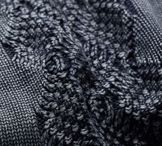Stonewashed Cable Knit Throw Blanket Pottery Barn