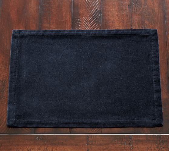 Midnight Blue Velvet Placemat Set Of 4 Pottery Barn