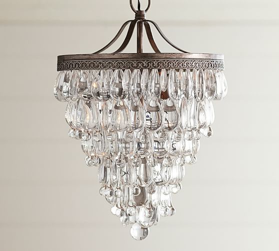 Clarissa Crystal Drop Small Round Chandelier Pottery Barn