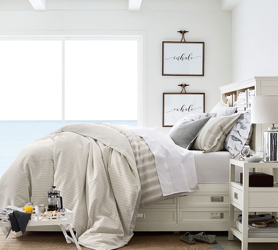 Smoke Jamie Stripe Linen Cotton Patterned Duvet Cover Sham