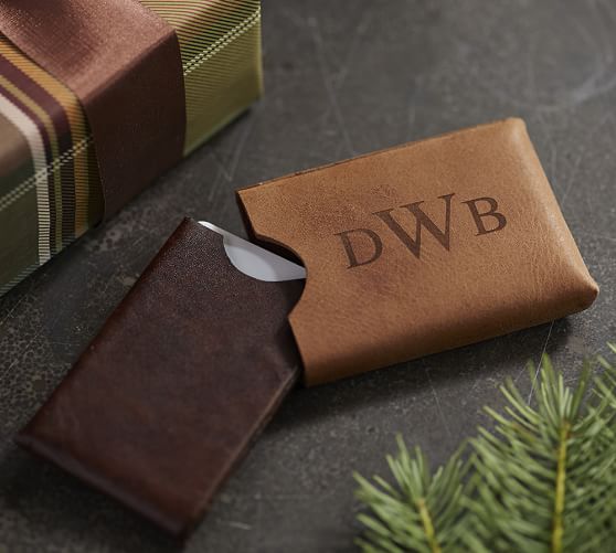 Cognac Leather Business Card Holder Pottery Barn