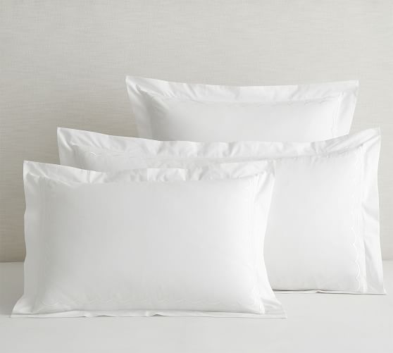 Scallop Border Embroidered Organic Pillow Sham Pottery Barn