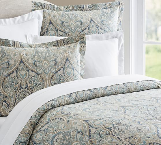 Blue Mackenna Paisley Percale Patterned Duvet Cover Sham