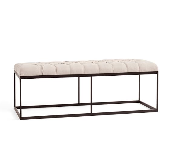 Albany Tufted Upholstered Bench Pottery Barn