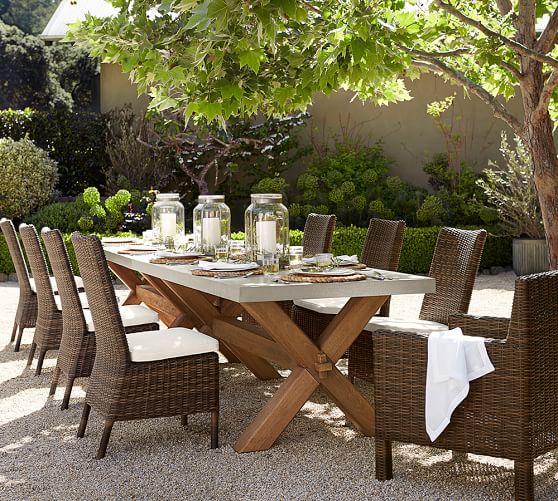 Abbott Zinc Top Rectangular Dining Table Brown Pottery Barn