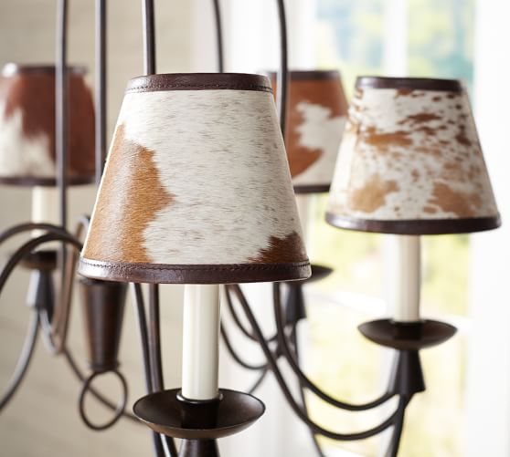 Pb Basic Cowhide Chandelier Shade Set Of 3 Pottery Barn