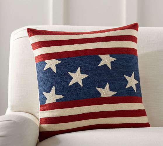 Flag Embroidered Decorative Pillow Cover Pottery Barn
