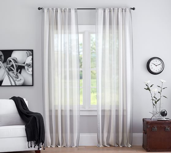 Awning Stripe Sheer Curtain Pottery Barn
