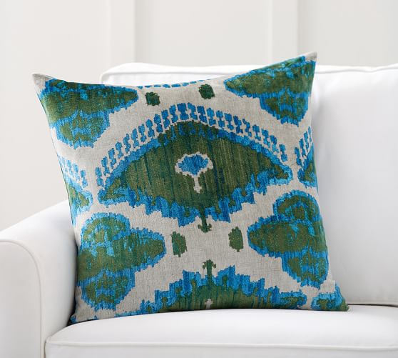Audrey Ikat Printed Velvet Decorative Pillow Cover Pottery Barn