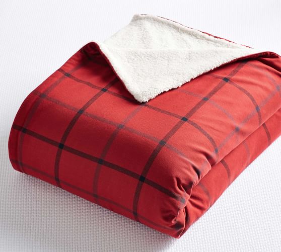 Anderson Windowpane Sherpa Blanket Pottery Barn