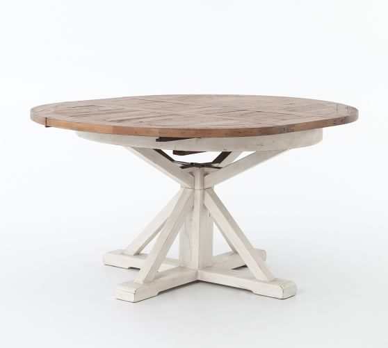Hart Reclaimed Wood Pedestal Extending Dining Table Driftwood