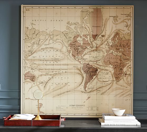 Ocean Currents Map Canvas Wall Art Pottery Barn
