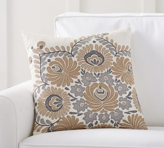 Bea Embroidered Decorative Pillow Cover Pottery Barn
