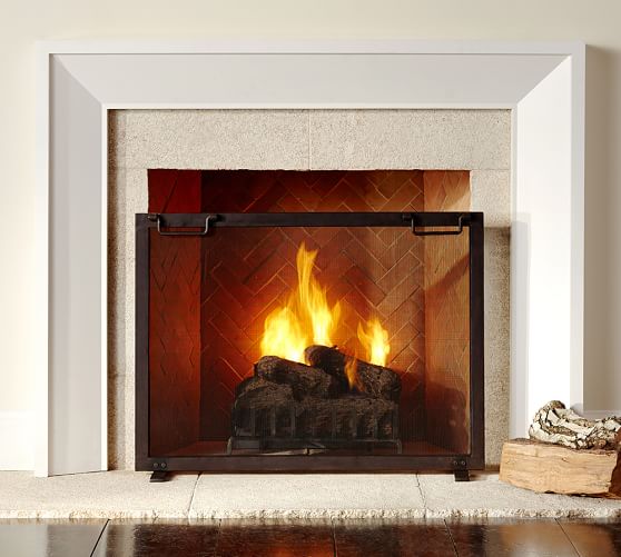 Industrial Fireplace Single Screen Pottery Barn