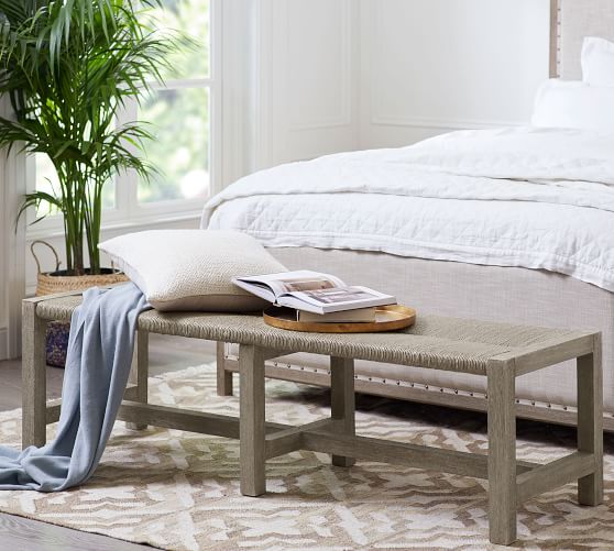 Farmhouse Woven Bench Bedroom Bench Pottery Barn