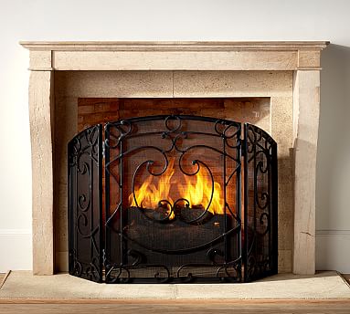 Aspen Fireplace Triple Screen Pottery Barn