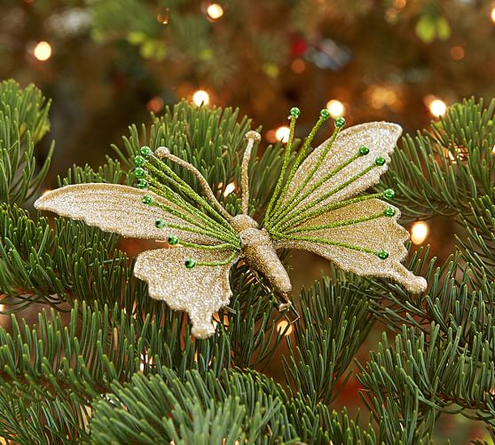 Glitter Butterfly Clip Christmas Ornament Pottery Barn