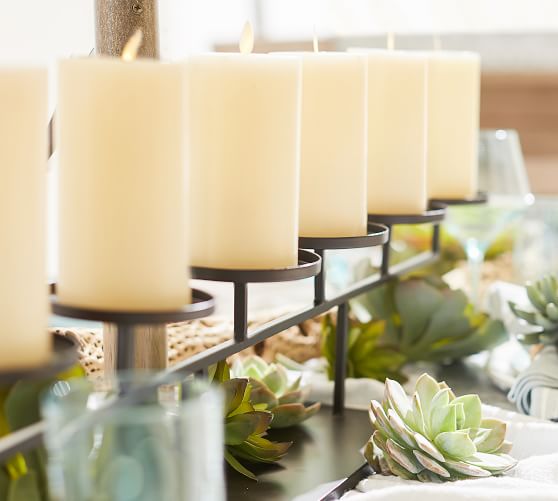 Row Centerpiece Pillar Candle Holders Pottery Barn Row Centerpiece Pillar Candle Holders Pottery Barn
