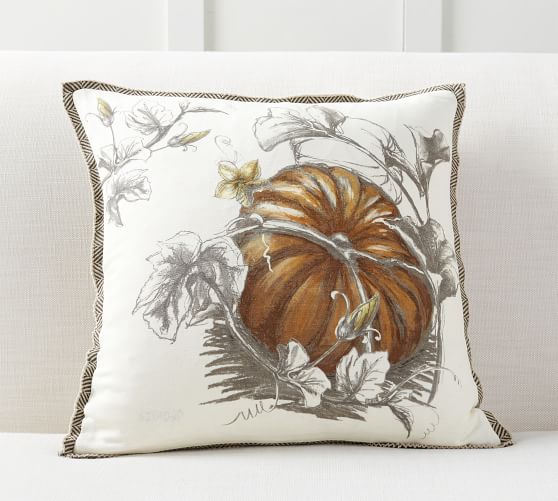 Wellington Pumpkin Print Pillow Cover Pottery Barn