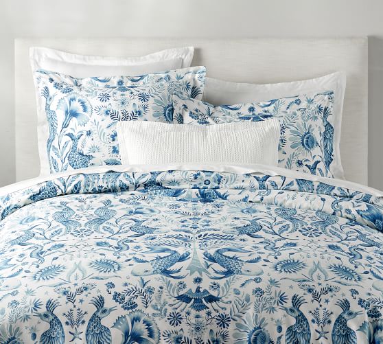 Athena Print Organic Percale Patterned Duvet Cover Sham