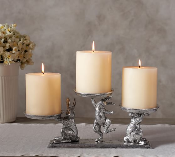 Nickel Bunny Multi Pillar Holder Candle Holder Pottery Barn