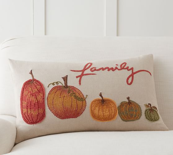 Pumpkin Family Lumbar Pillow Cover Pottery Barn