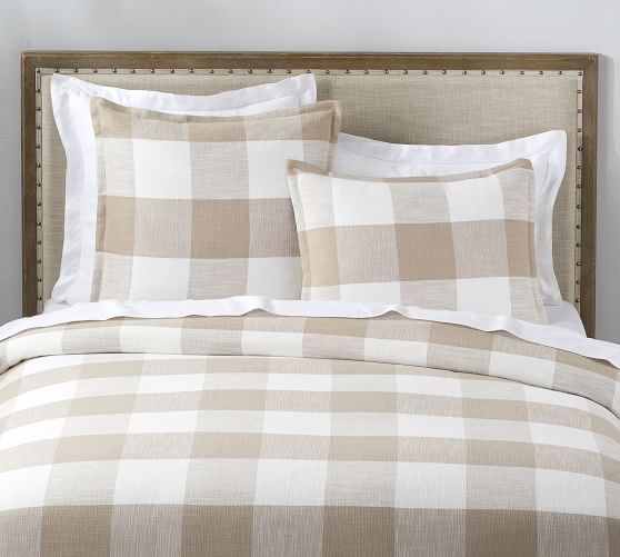 Bryce Buffalo Check Cotton Duvet Cover Shams Taupe