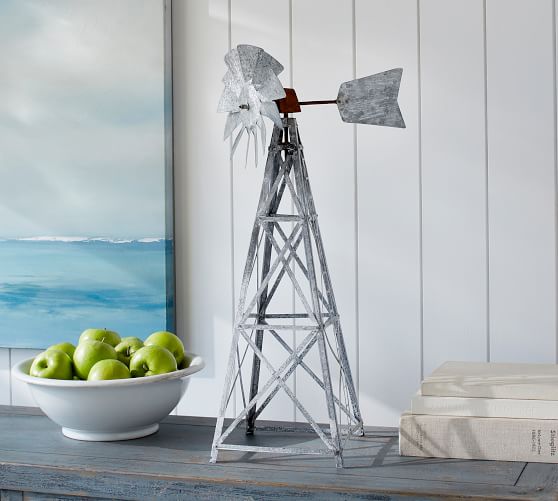 Galvanized Oversize Windmill Decorative Objects Pottery Barn