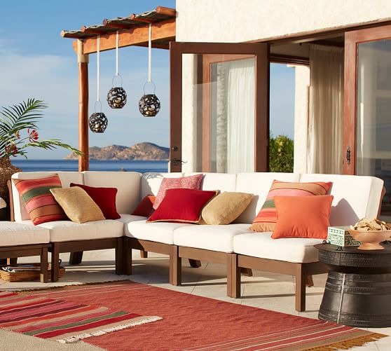 Chatham Armless Outdoor Sectional Set Honey Pottery Barn