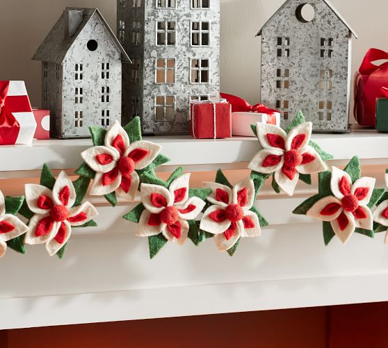 Felt Poinsettia Garland Christmas Tree Decorations Pottery Barn