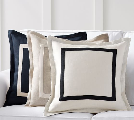 Textured Linen Frame Pillow Cover Pottery Barn