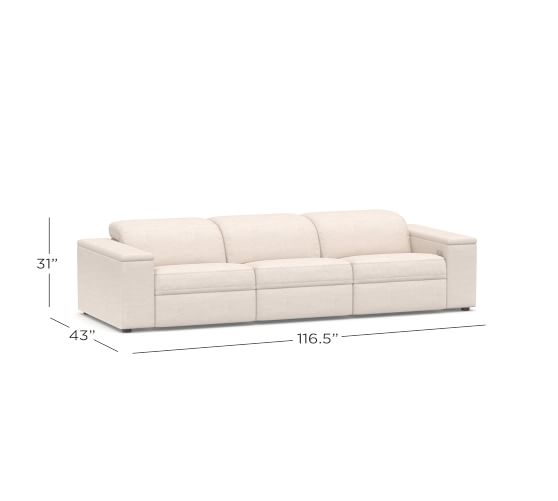 PB Ultra Lounge Square Arm Upholstered Reclining Sofa Pottery Barn