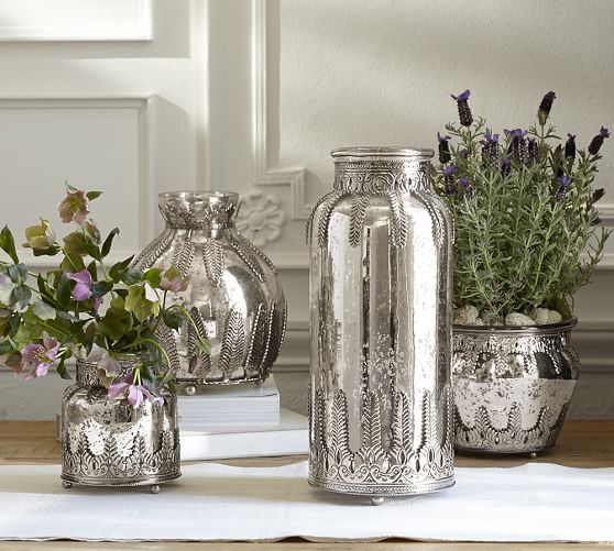 Madeline Mercury Glass And Metal Vases Pottery Barn