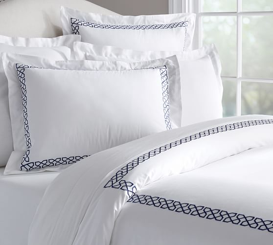 Avery Embroidered Sateen Organic Patterned Duvet Cover Sham
