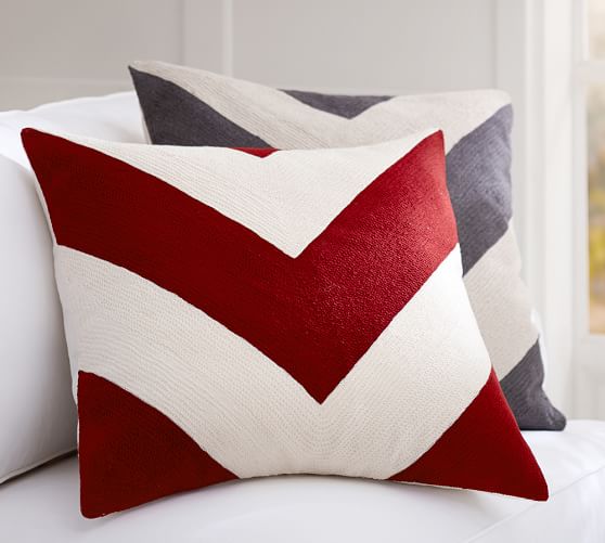 Chevron Crewel Embroidered Decorative Pillow Cover Pottery Barn