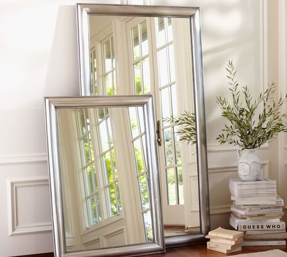 Silver Beaded Floor Mirror