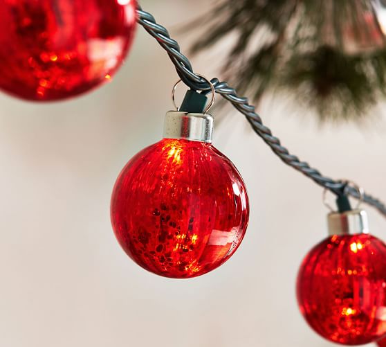 Mercury Glass Globe String Lights Red Pottery Barn