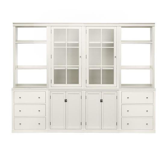 Logan Wall Suite With Bookcases Glass Cabinets Pottery Barn