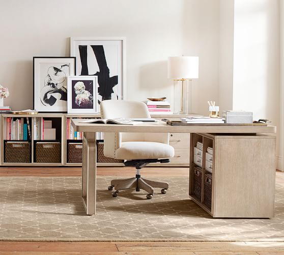 Danielle Desk With Open Shelves Office Desk Pottery Barn