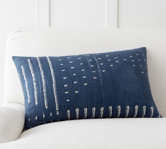 Shibori Embroidered Lumbar Decorative Pillow Cover Pottery Barn