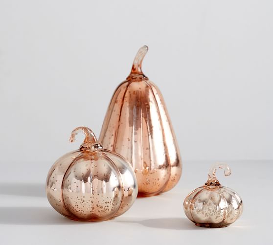 Mercury Glass Pumpkins Rose Gold Decorative Objects Pottery Barn