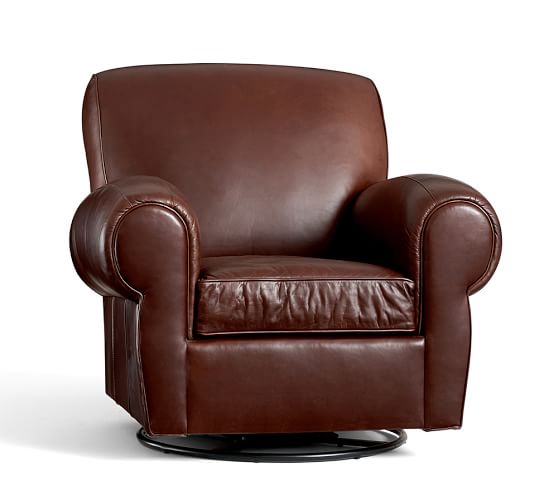 Manhattan Leather Swivel Armchair Pottery Barn