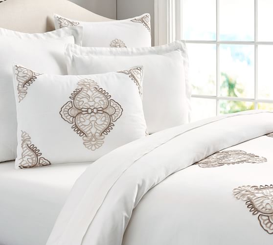 Alyssa Embroidered Patterned Duvet Cover Sham Pottery Barn
