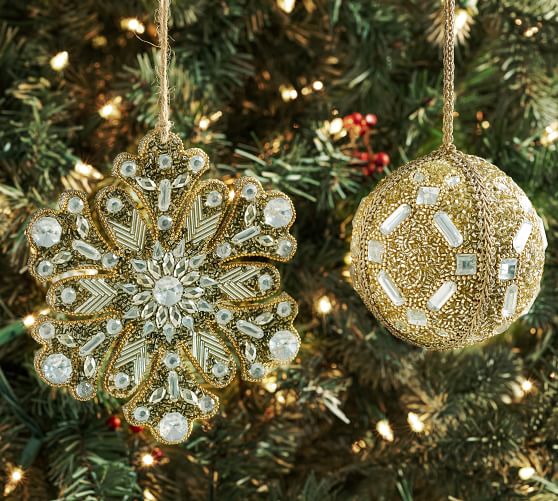 Beaded Jewel Christmas Ornaments Pottery Barn