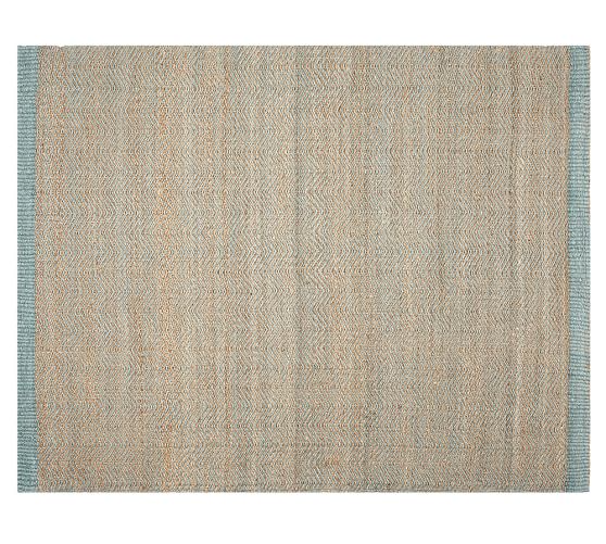 Cooper Zig Zag Natural Fiber Rug Aqua Pottery Barn