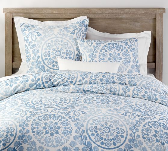 Blue Ana Medallion Patterned Duvet Cover Sham Pottery Barn