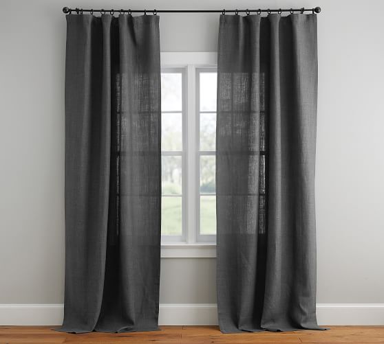 Belgian Linen Curtain Made With Libeco Linen Charcoal Pottery
