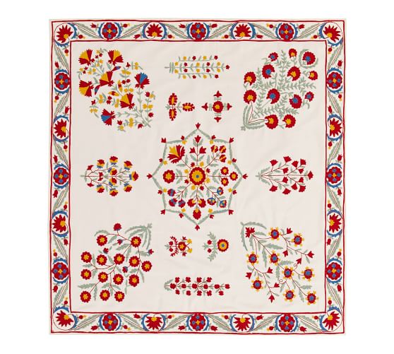 Iva Suzani Embroidered Table Cloth Pottery Barn