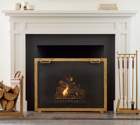 Industrial Fireplace Single Screen Pottery Barn