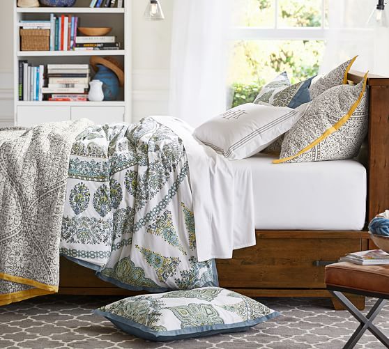 Gray Blue Clarissa Printed Quilt Sham Pottery Barn